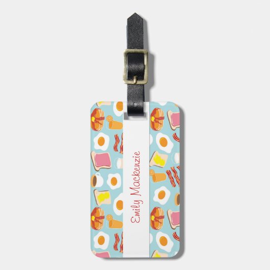 Fun Breakfast Food Illustration Pattern Bagagelabel (Voorkant verticaal)
