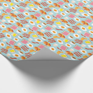 Fun Breakfast Food Illustration Pattern Cadeaupapier