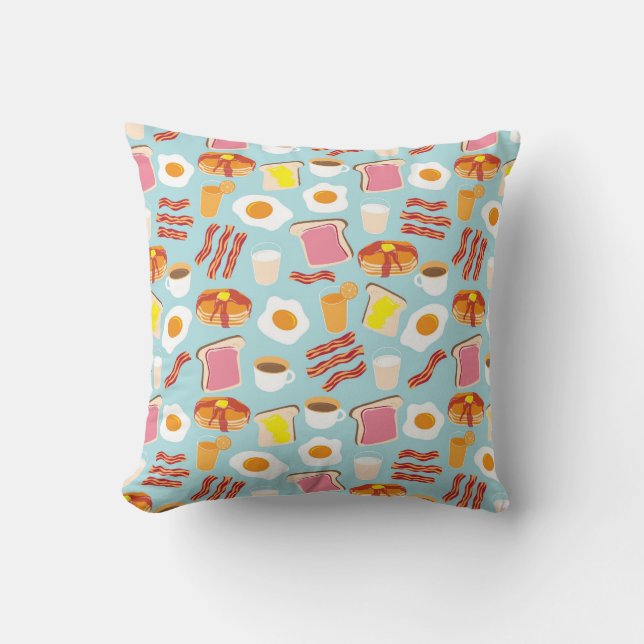 Fun Breakfast Food Illustration Pattern Kussen (Voorkant)
