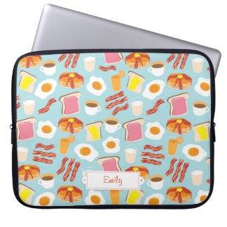 Fun Breakfast Food Illustration Pattern Laptop Sleeve