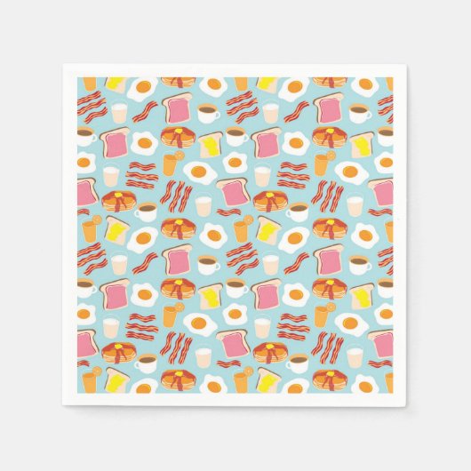 Fun Breakfast Food Illustration Pattern Servet (Voorkant)