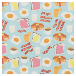 Fun Breakfast Food Illustration Pattern Stof