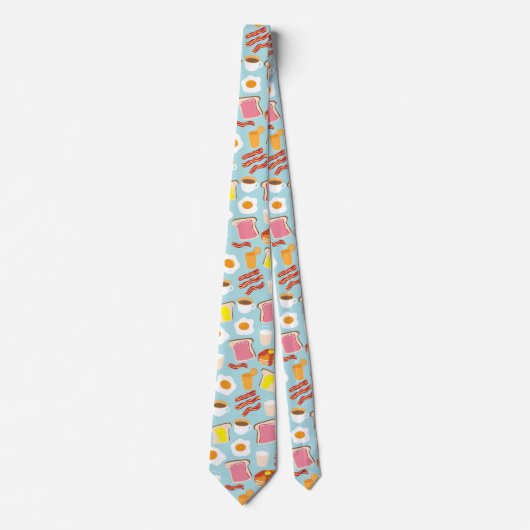 Fun Breakfast Food Illustration Pattern Stropdas (Voorkant)