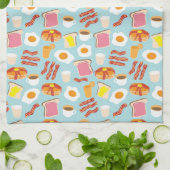 Fun Breakfast Food Illustration Pattern Theedoek (Gevouwen)