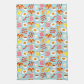 Fun Breakfast Food Illustration Pattern Theedoek (Verticaal)