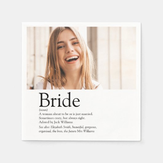 Fun Bride Definitie Vrijgezellenfeest Foto Servet (Voorkant)