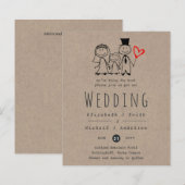 Fun Bride Groom Girl Wedding Invite Handgetekend (Voorkant / Achterkant)