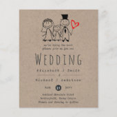 Fun Bride Groom Girl Wedding Invite Handgetekend (Voorkant)