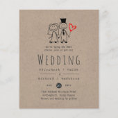 Fun Bride Groom Rustic Wedding Invite Handgetekend (Voorkant)