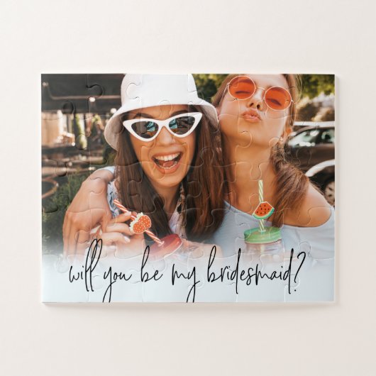 Fun bridesmaid proposal custom foto jigzaag puzzel (Horizontaal)