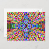 Fun Briefkaart, Psychedelic Trippy Red & Blue Desi Briefkaart (Voorkant / Achterkant)