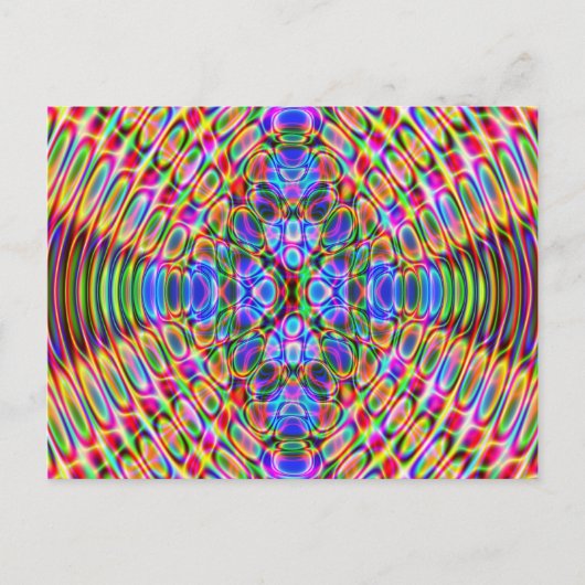 Fun Briefkaart, Psychedelic Trippy Red & Blue Desi Briefkaart (Voorkant)