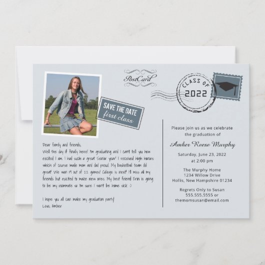 Fun Briefkaart Style Graduparty Invitation (Voorkant)