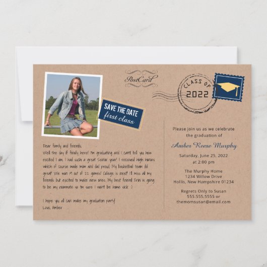 Fun Briefkaart Style Graduparty Invitation (Voorkant)