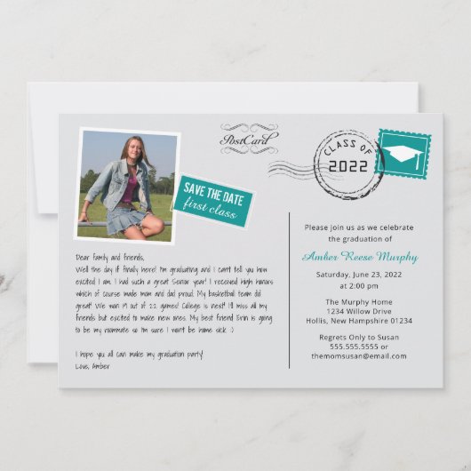 Fun Briefkaart Style Graduparty Invitation (Voorkant)