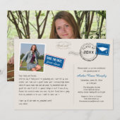 Fun Briefkaart Style Graduparty Invitation (Voorkant / Achterkant)