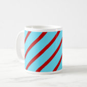 Fun Bright Blauwgroen Turquoise Red Diagonal Strip Koffiemok (Voorkant links)