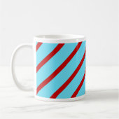 Fun Bright Blauwgroen Turquoise Red Diagonal Strip Koffiemok (Links)