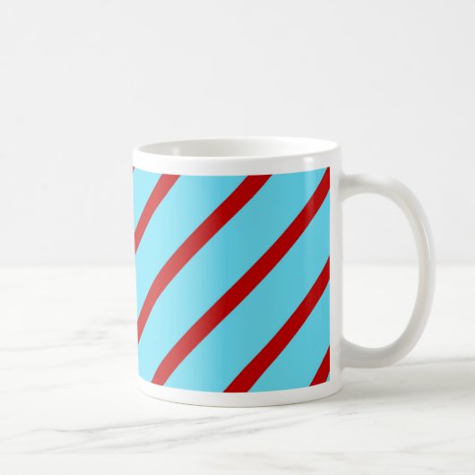 Fun Bright Blauwgroen Turquoise Red Diagonal Strip Koffiemok (Rechts)