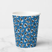 Fun Bright Blue Camo/Animal Print Paper Cups Papieren Bekers (Achterkant)