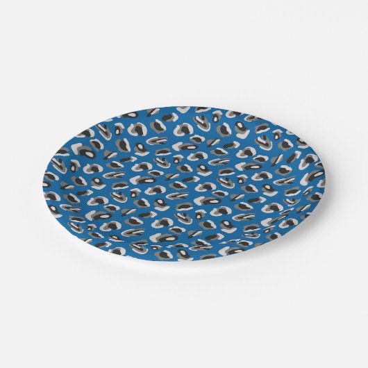 Fun Bright Blue Camo/Animal Print Pattern Papieren Bordje (Gekanteld)
