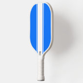 Fun Bright Blue Slim White - Verticale racestrips Pickleball Paddle (Links)