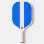 Fun Bright Blue Slim White - Verticale racestrips Pickleball Paddle (Achterkant)