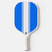 Fun Bright Blue Slim White - Verticale racestrips Pickleball Paddle (Voorkant)