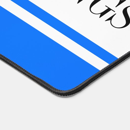 Fun Bright Blue White Season's Greetings Stripes Bureaumat (Hoek)