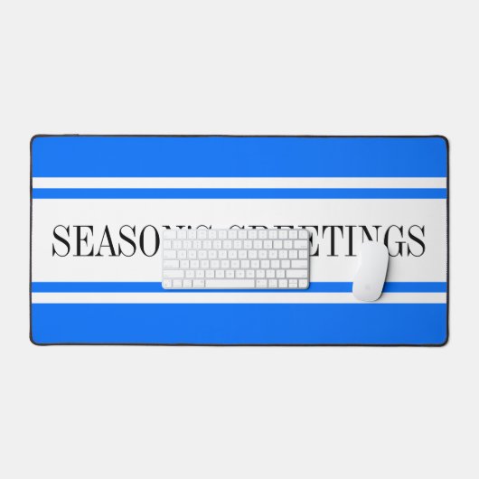Fun Bright Blue White Season's Greetings Stripes Bureaumat (Keyboard & Muis)