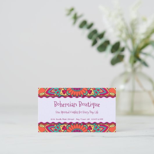 Fun Bright Bohemian Mandala Visitekaartje (Staand voorkant)