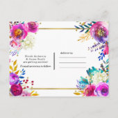 Fun Bright Bold Waterverf Floral Save the Date Aankondigingskaart (Achterkant)
