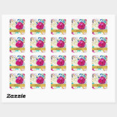 Fun Bright Bold Waterverf Floral Vrijgezellenfeest Vierkante Sticker (Vel)
