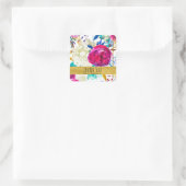 Fun Bright Bold Waterverf Floral Vrijgezellenfeest Vierkante Sticker (Tas)