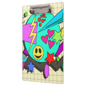 Fun Bright Comic Happy Pattern Retro Art Klembord (Links)