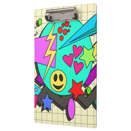 Fun Bright Comic Happy Pattern Retro Art Klembord (Links)