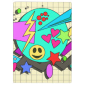 Fun Bright Comic Happy Pattern Retro Art Klembord (Achterkant)
