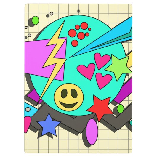 Fun Bright Comic Happy Pattern Retro Art Klembord (Achterkant)