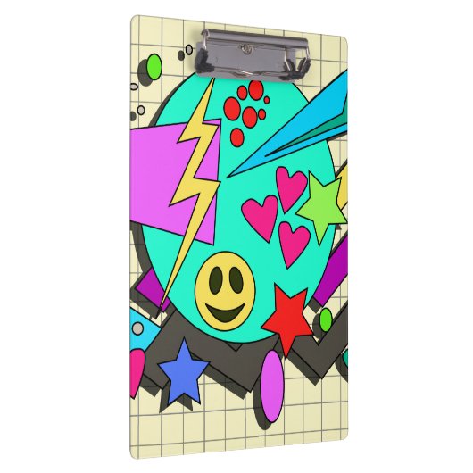 Fun Bright Comic Happy Pattern Retro Art Klembord