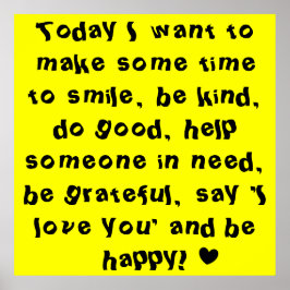 Fun Bright Geel Motivatie Citaat Poster