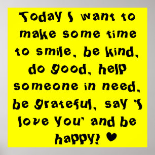 Fun Bright Geel Motivatie Citaat Poster