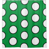 Fun Bright Green Tiled Black White Circles Douchegordijn (Voorkant)