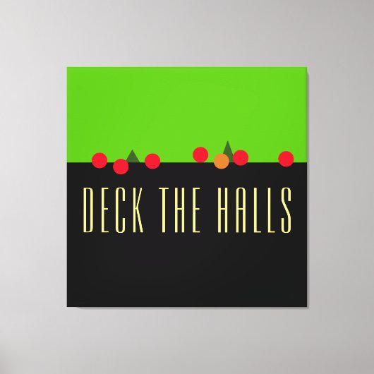 Fun Bright Limoen Black DECK DE HALLS Mantel-tekst Canvas Afdruk (Voorkant)