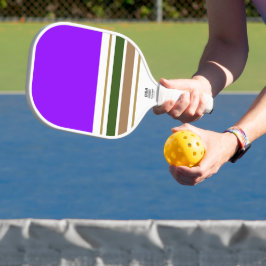 Fun Bright Paarse Bold Green Brown Racing Stripes Pickleball Paddle