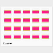 Fun Bright Pink Brown Racing Stripes On White Vierkante Sticker (Vel)