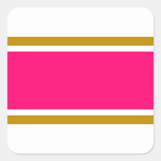 Fun Bright Pink Brown Racing Stripes On White Vierkante Sticker (Voorkant)