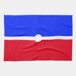 Fun Bright Red Royal Blue Block White Band Theedoek