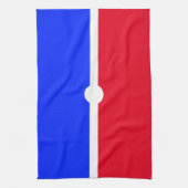 Fun Bright Red Royal Blue Block White Band Theedoek (Verticaal)