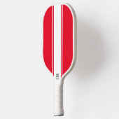 Fun Bright Red Slim White - verticale racestrepen Pickleball Paddle (Links)