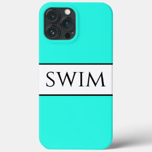 Fun Bright Retro Aqua Mint White Stripes Swim Text Case-Mate iPhone Case